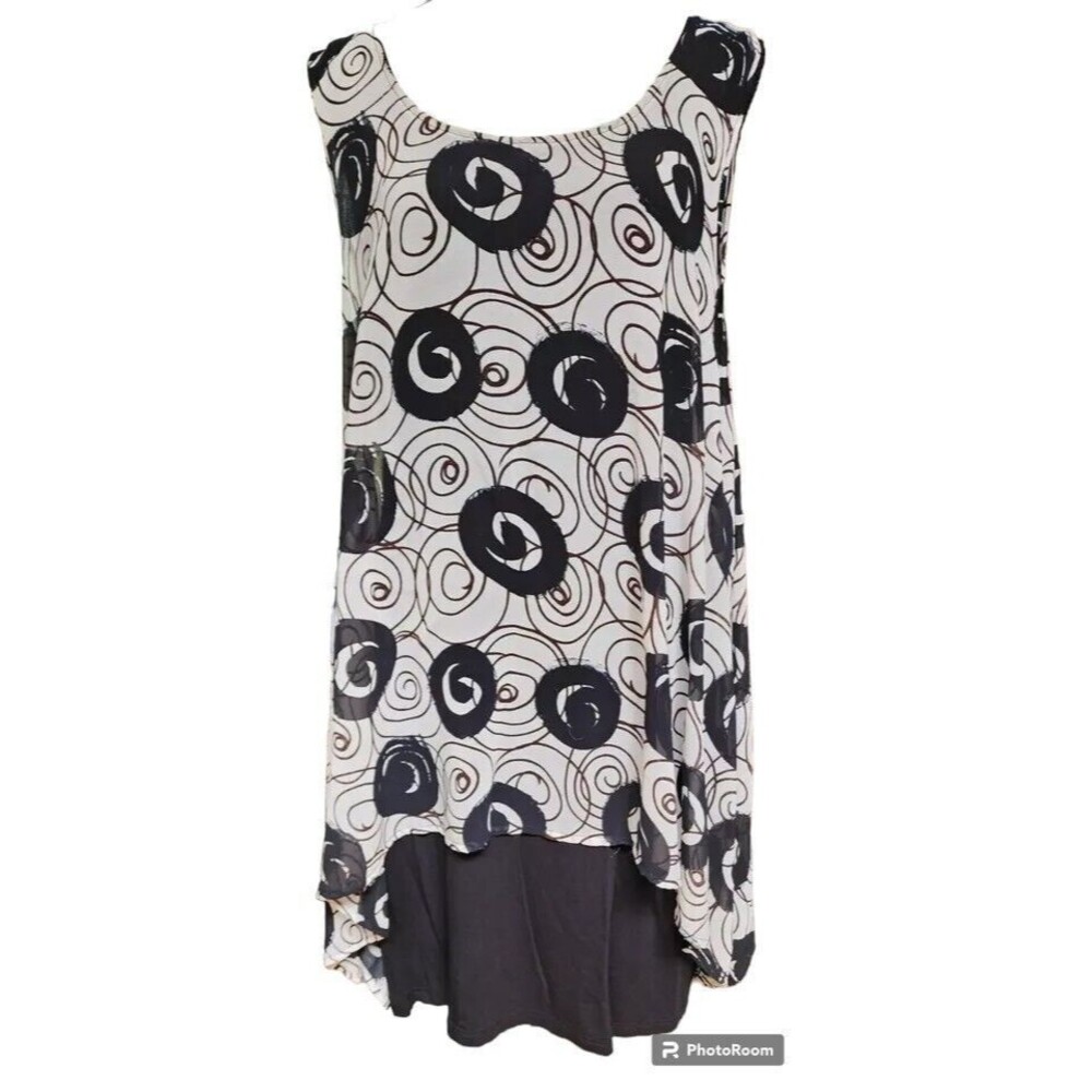 Lynn Ritchie Silver Vintage Sheath Dress Layered Size Large Slimming